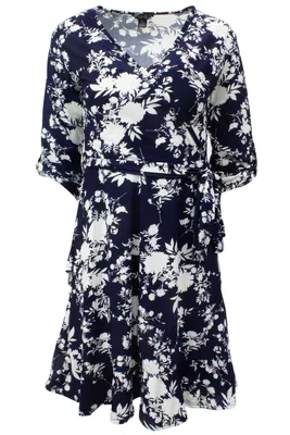 Floral Crossover Belted Day Dress