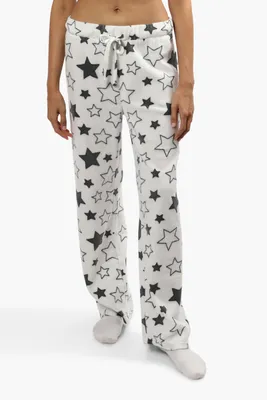 Cuddly Canuckies Plush Star Print Pajama Pants