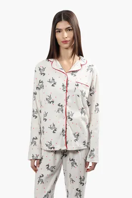 Cuddly Canuckies Reindeer Print Pajama Top