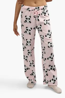 Cuddly Canuckies Plush Panda Print Pajama Pants