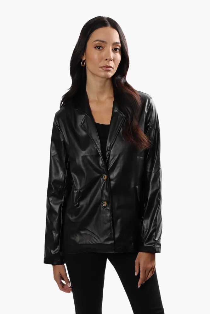 Limite 2 Button Vegan Leather Blazer