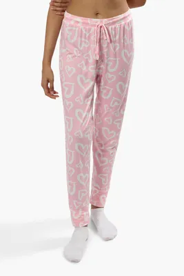 Cuddly Canuckies Heart Print Pajama Pants