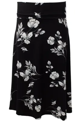 Floral Foldover Waist Midi Skirt