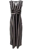 Striped Sleeveless Padded Maxi Dress