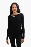 Limite Ribbed Keyhole Shoulder Pullover Sweater