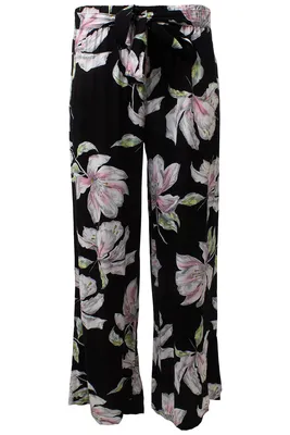 Printed Belted Wide Leg Palazzo Pants