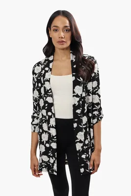 International INC Company Floral Roll Up Sleeve Cardigan