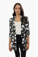 International INC Company Floral Roll Up Sleeve Cardigan