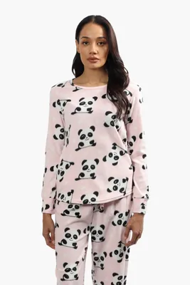 Cuddly Canuckies Plush Panda Print Pajama Top