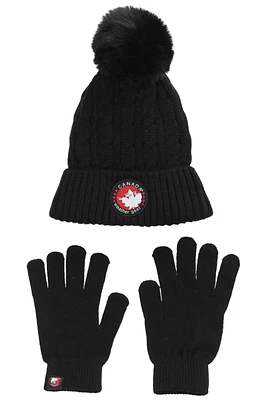 Canada Weather Gear Pom Hat Glove Set - Black