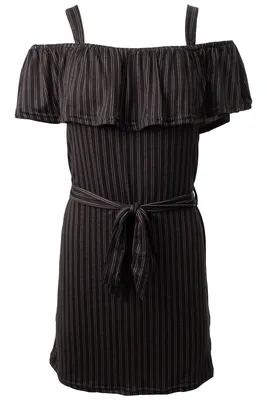Striped Ruffle Belted Day Dress