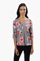 International INC Company Floral Henley Blouse