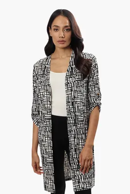 International INC Company Patterned Open Front Cardigan