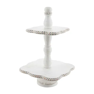 White Beaded Tiered Server