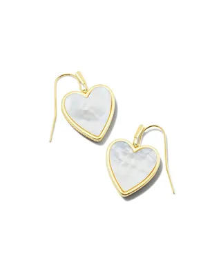 Heart Drop Earrings Gold Ivory Mother Of Pearl