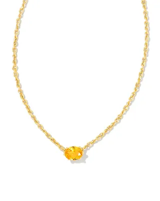Cailin Crystal Pendant Necklace In Gold Golden Yellow Crystal