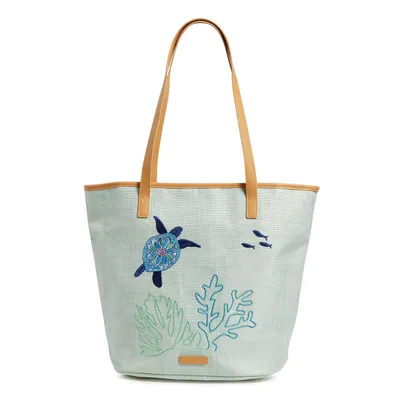 Straw Bucket Tote Bag In Turtle Dream
