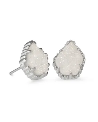 Tessa Silver Stud Earrings In Iridescent Drusy