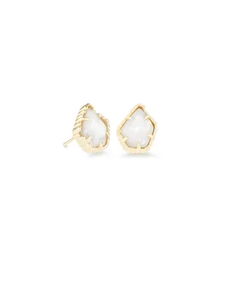 Tessa Gold Stud Earrings White Mother Of Pearl