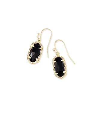 Lee  Gold Drop Earrings In Black Opaque Glass Kendra Scott