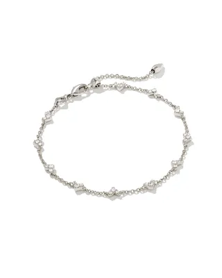 Haven Heart Delicate Chain Bracelet Rhodium White Crystal