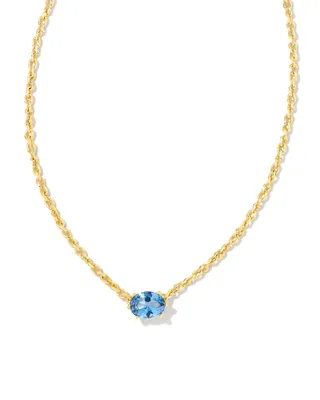 Cailin Crystal Pendant Necklace In Gold Blue Violet Crystal