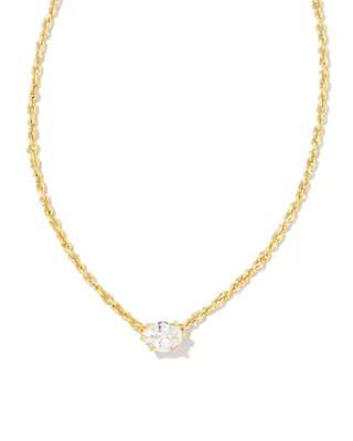 Cailin Crystal Pendant Necklace In Gold Metal White Cz