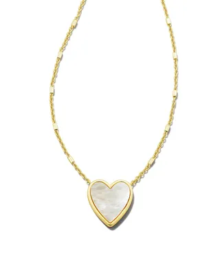 Heart Pendant Necklace Gold Ivory Mother Of Pearl
