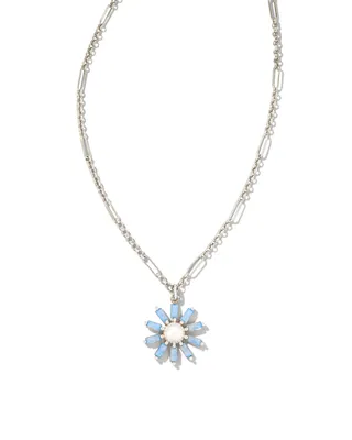 Madison Daisy Short Pendant Necklace Bright Silver Light Blue Opal Crystal