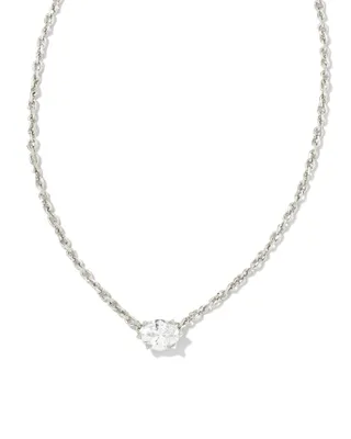 Cailin Crystal Pendant Necklace In Rhodium Metal White