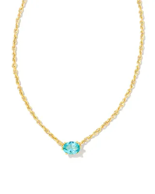 Cailin Crystal Pendant Necklace In Gold Aqua Crystal