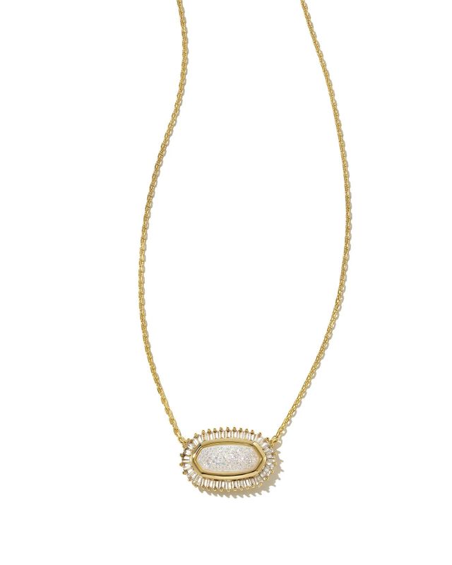 Baguette Elisa Pendant Necklace Gold Iridescent Drusy