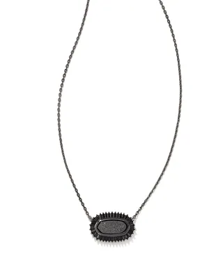 Baguette Elisa Pendant Necklace Gunmetal Black Drusy