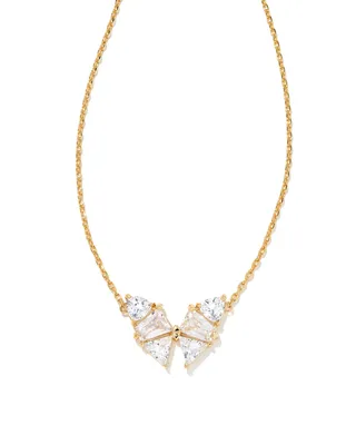 Blair Butterfly Pendant Necklace Gold White Crystal