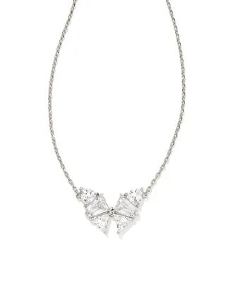 Blair Butterfly Pendant Necklace Rhodium White Crystal