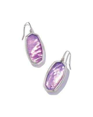 Framed Elle Drop Earrings In Rhodium Lavender Opalite Illusion