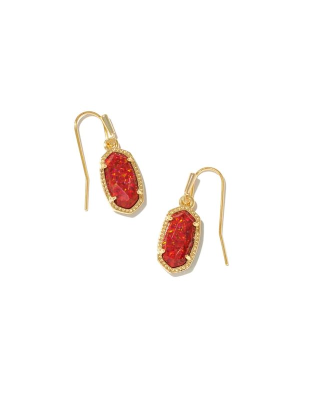 Lee Earrings Gold Red Kyocera Opal