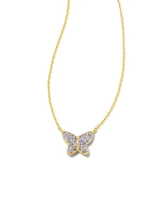 Lillia Crystal Pendant Necklace Gold Violet Crystal