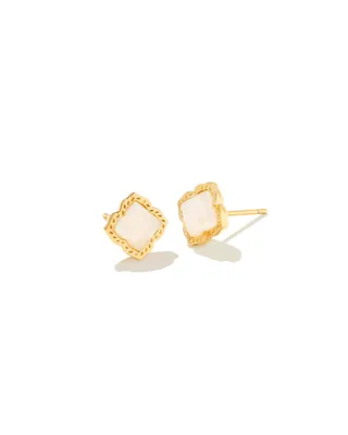 Mallory Stud Earrings Gold Iridescent Drusy