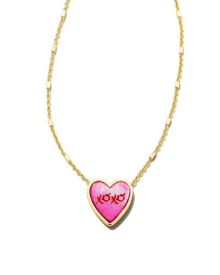 Xoxo Pendant Necklace In Gold Hot Pink Mother Of Pearl