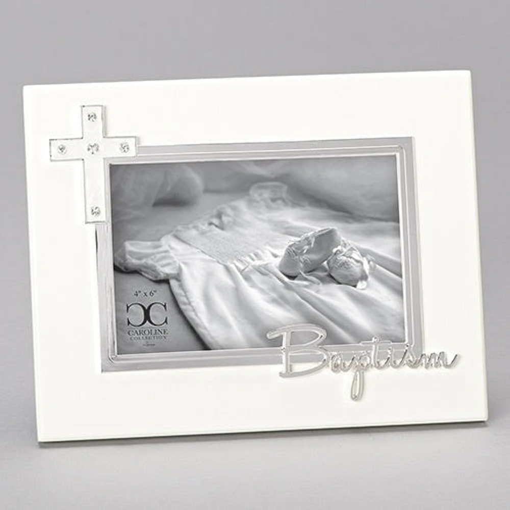 BAPTISM FRAME 4X6 w/White Cross in Corner