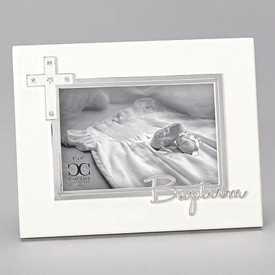 BAPTISM FRAME 4X6 w/White Cross in Corner