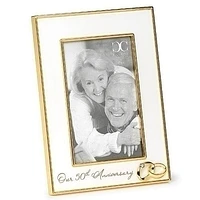 50TH ANNIVERSARY FRAME WHITE WITH GOLD RINGS