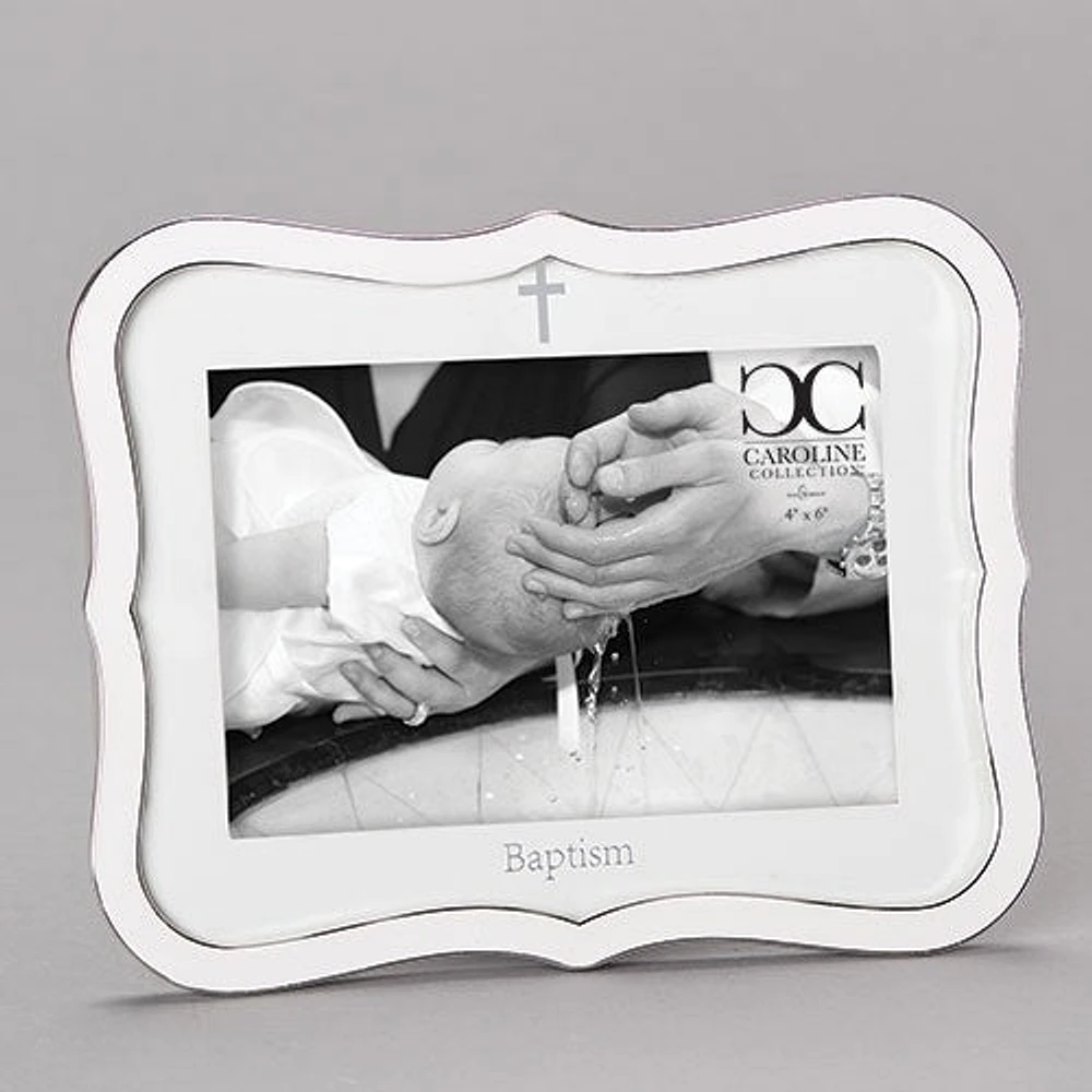 WHITE BAPTISM FRAME 4X6