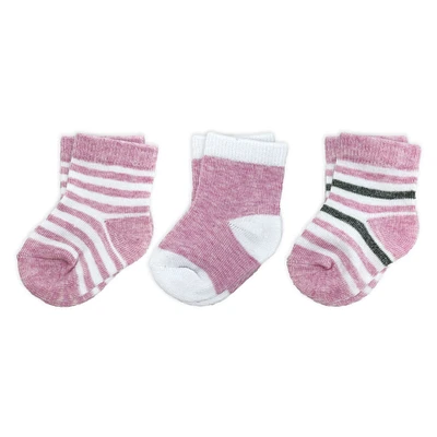 3 Pairs Crew Sock In a Box: Pink