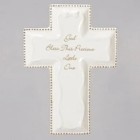 White God Bless Wall Cross 6"H