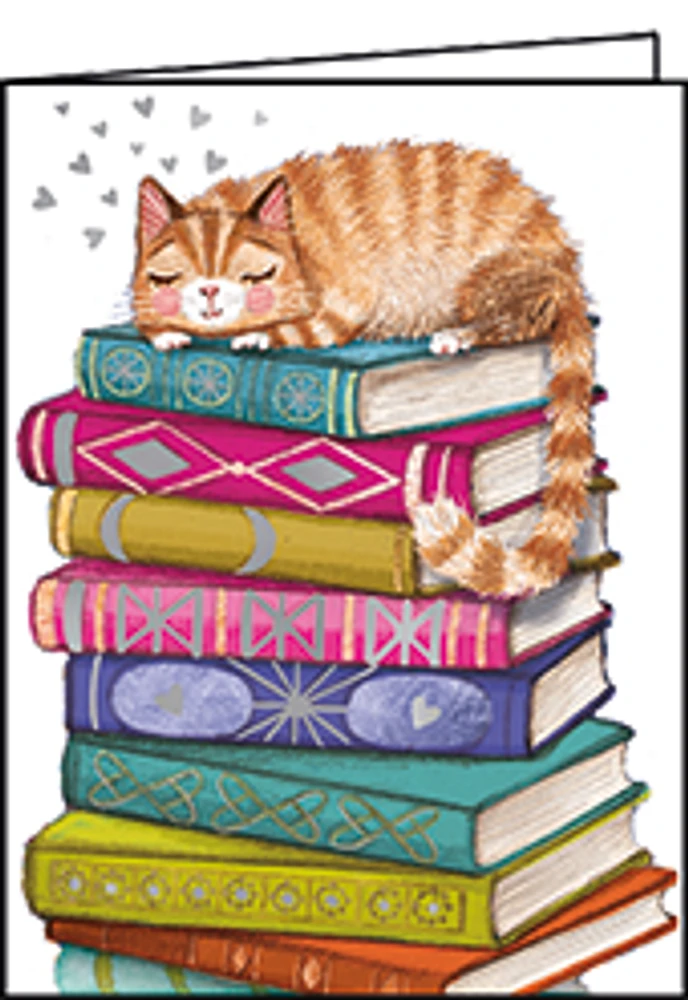 Cat on Books Card