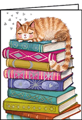 Cat on Books Card