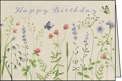 Happy Birthday with Flowers and Butterflies Card