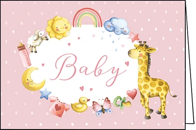 Pink Baby Card with Giraffe